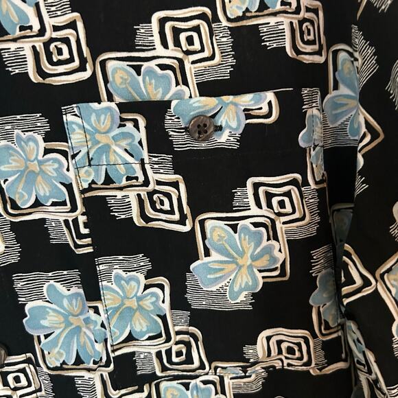 Campia Men's Black Floral Hawaiian Button Front Camp Shirt M Medium New - Picture 4 of 9